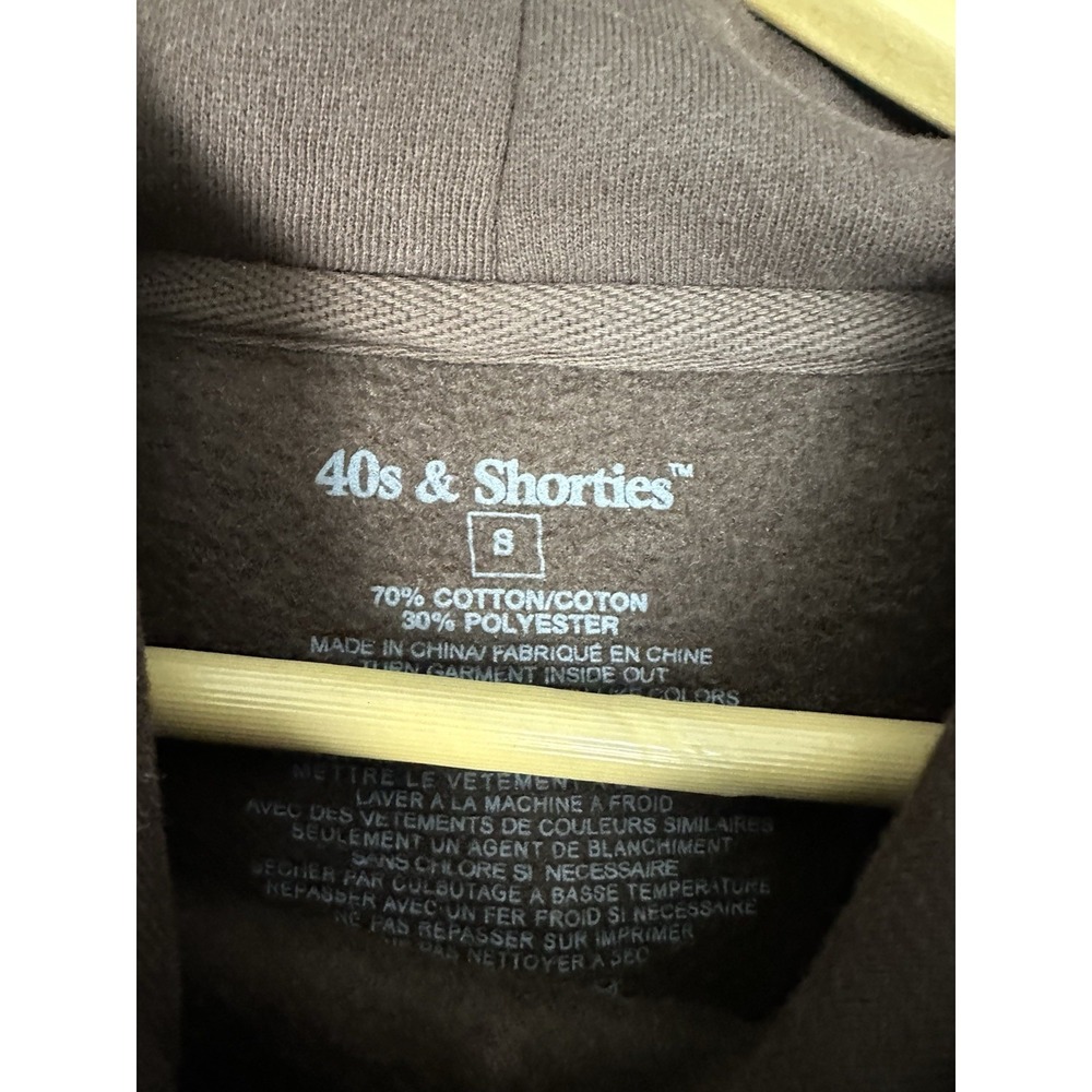 40s & Shorties Hoodie Mens S Brown Crash Graphic Logo Pullover Long Sleeve - Picture 3 of 6